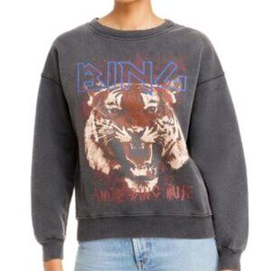 Anine Bing Tiger Muse Sweatshirt Washed Black Crewneck